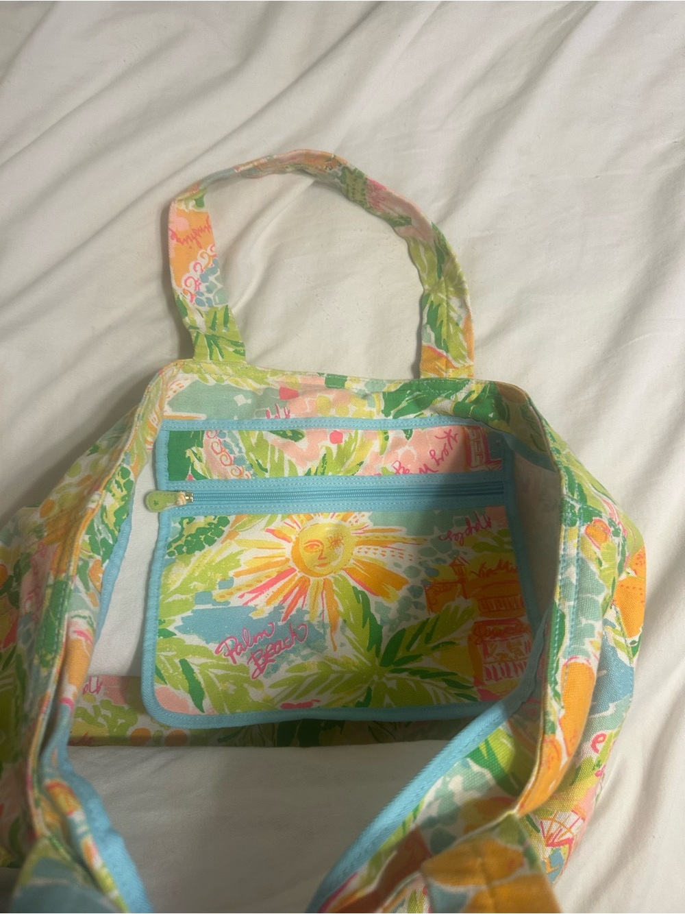 Lilly Pulitzer Sunshine State Palm Beach Florida Tote BeachBag Citrus Preppy - Picture 3 of 4